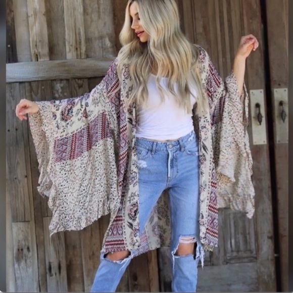 Angie Tops - Angie boho hippie festival cardigan szL